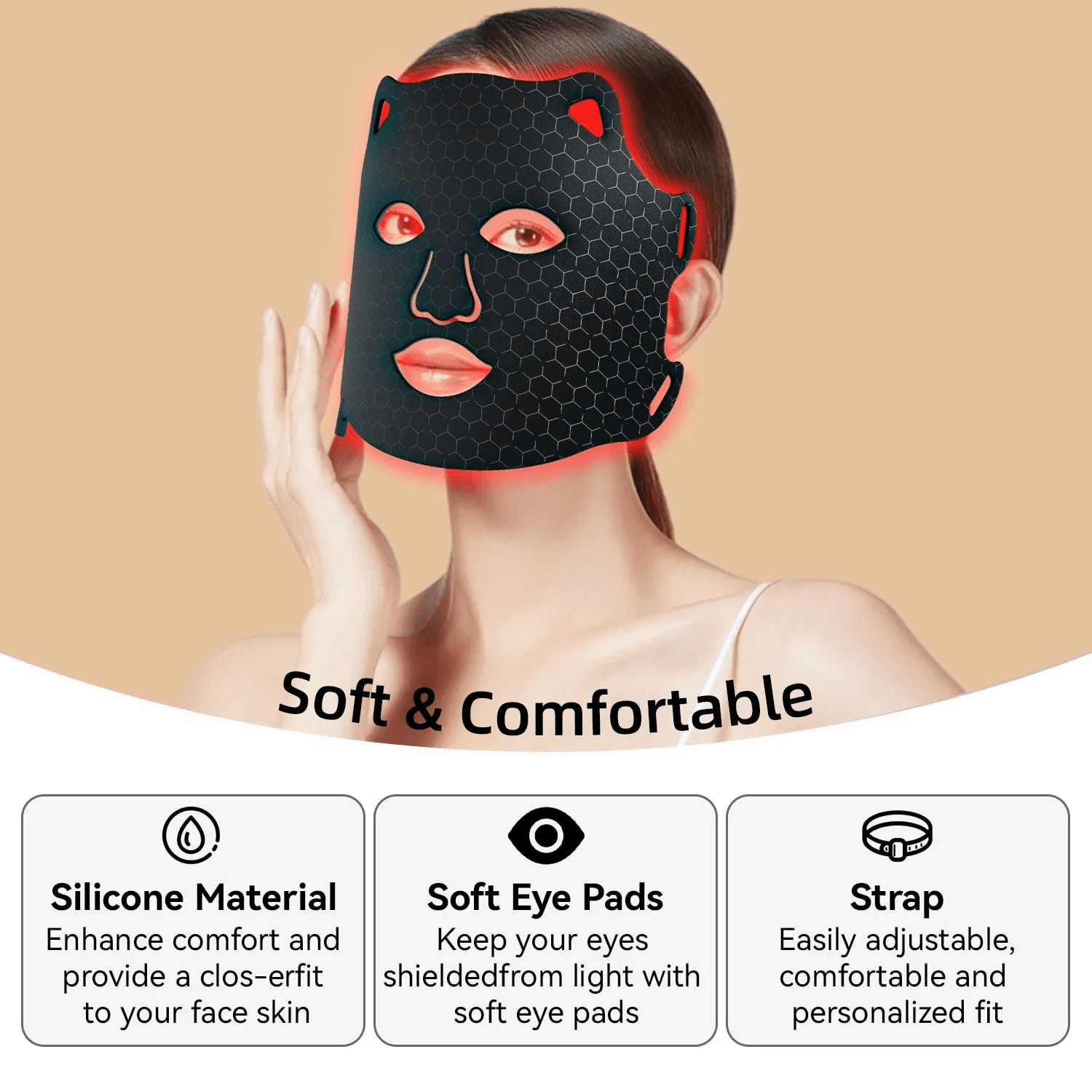 Multi-Spectrum LED Facial Light Mask for a Radiant Glow, Soft Silicone Beauty Device with Red & Blue Light for Skin Care Support, Cordless & Travel-Friendly