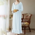 thumbnail image 3 of Kureaily Womens' Nightgown Long Sleeve Sleepwear Vintage Nightshirt Dress Casual Pajama Dress, 3 of 5