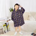 thumbnail image 6 of FORMRS Wearable Blanket Hoodie with Sleeves for Kids Cozy Flannel Sweatshirt, Purple Flowers Pattern, 6 of 7