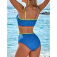 thumbnail image 5 of Sociala High Waisted Bikini Sets for Womens Sporty Two Piece Swimsuits Color Block Bathing Suits Swimwear, 5 of 10