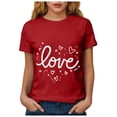 thumbnail image 5 of Yindaity T Shirts for Women V-Neck Shirts for Women Cute Love Heart Graphic Valentine's T Shirts Casual Spring Day Tops Tee Blouse(Red,XL), 5 of 8