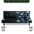 thumbnail image 5 of SCRAWLGOD Floral Print Dark Blue Futon Cover Stretch Armless Futon Sofa Cover with Elastic Bottom Dustproof Soft Washable Thick Sofa Bed Furniture Protector Covers, 5 of 7