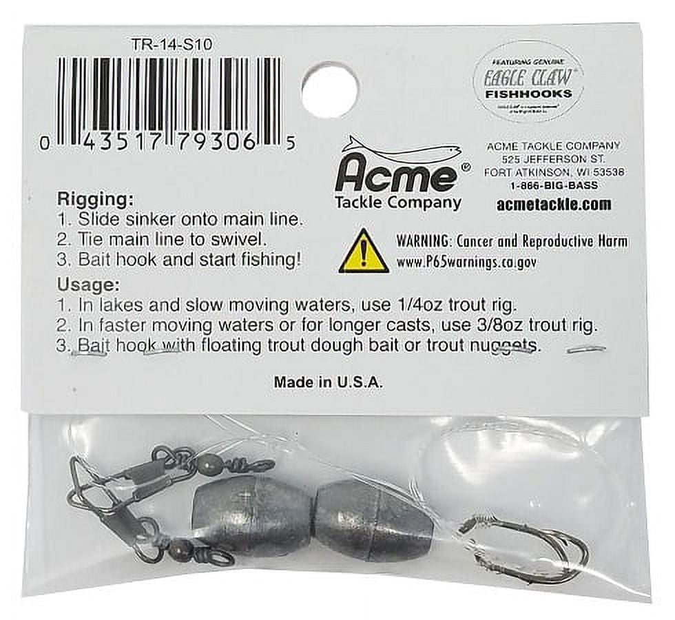 Uncle Josh Freshwater Natural Tie N Go Soft Plastics Trout Rigs, Size 10, 1/4 oz., Lake-Stream