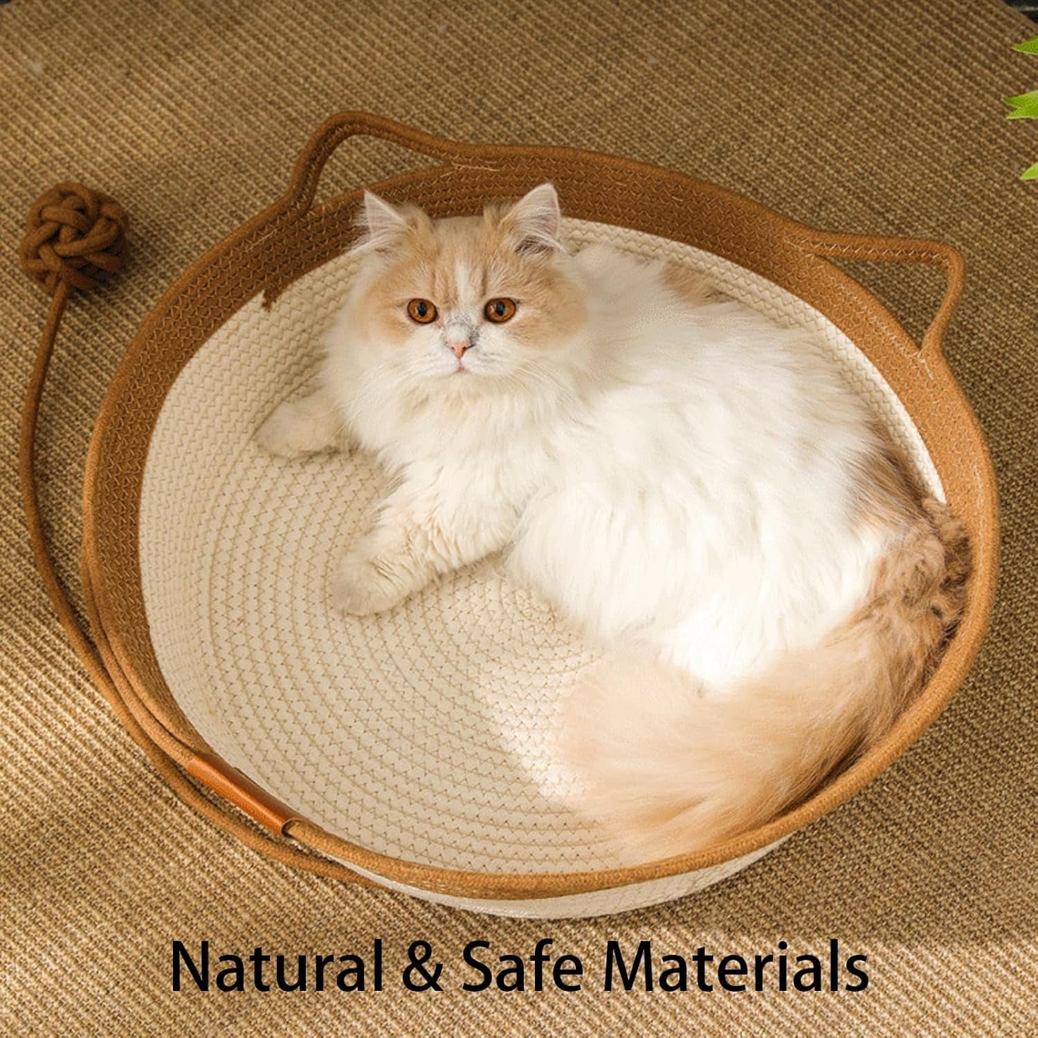 Instinct Basket, Stimuli Cat Bed with Toy Tail, Cats Ear Design, Breathable All Season Universal, Scratch-Resistant