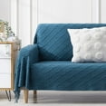 thumbnail image 2 of Navy Throw Blanket Textured Solid Soft Sofa Couch Decorative Knitted Blanket, 50" x 60" Navy, 2 of 5