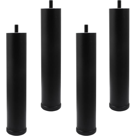 4 PCS 8 Inch Metal Furniture Legs - Adjustable Height Sofa Replacement with M8 Thread Round Modern Black Feet for Couch, Furniture, Chairs, Bed(Add 200mm)