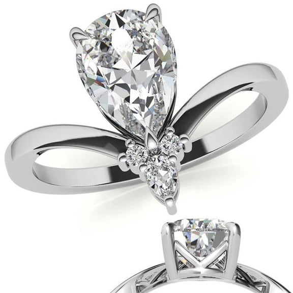 Auory Best V Shaped Ring in Modern Style with White Gold Plated for Sister