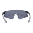 thumbnail image 4 of Polarized Mens Cool Futuristic Curved Shield Rimless Plastic Sport Sunglasses Matte Black Grey - Black, 4 of 4