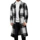 thumbnail image 1 of Kalauyu Men's Casual Notched Collar Plaid Single Breasted Wool Blend Formal Trench Top Coat, 1 of 6