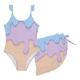 thumbnail image 6 of Toddler Girls 2 Piece Swimsuit Ice Cream Print Ruffle Skirted Bathing Suit Cute Summer Beach Pool Swimwear Set Size 4-8Y Light Purple, 6 of 6