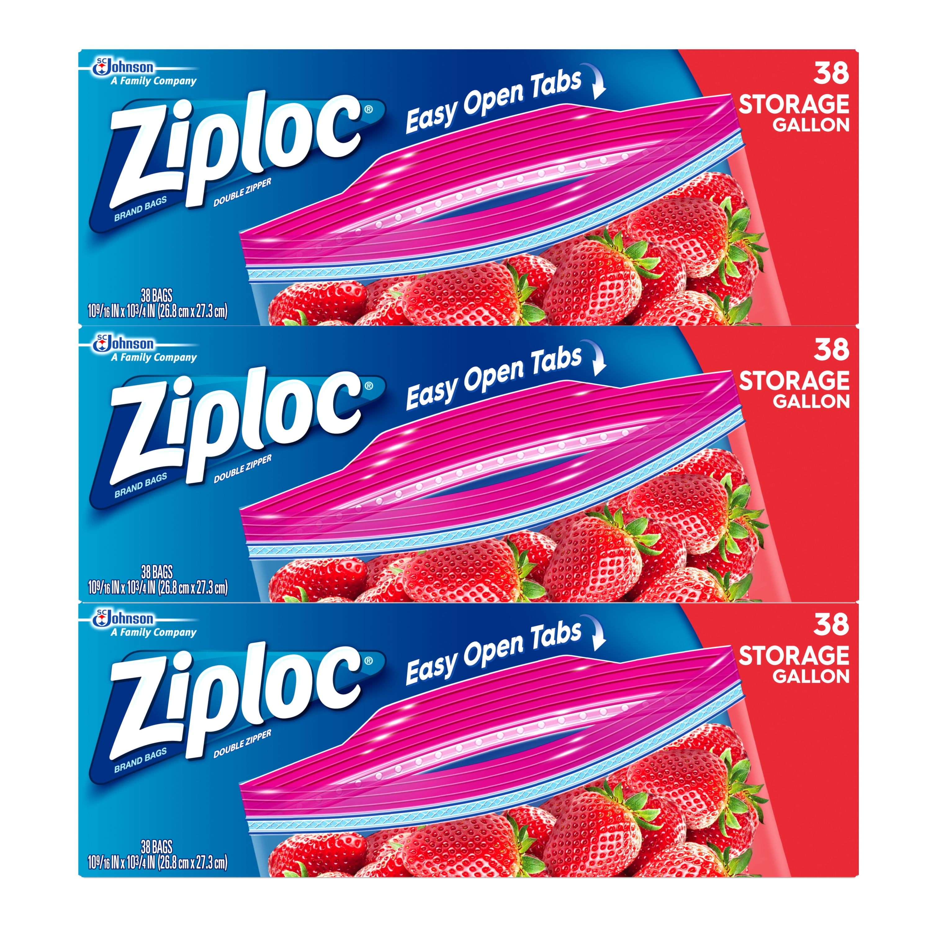Ziploc Storage Bags, 1 Gallon, 38 bags (Pack of 3)
