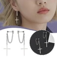 thumbnail image 2 of Cross Chain Earrings Super Cool Dark Series Female Chain Cross Earrings, 2 of 8