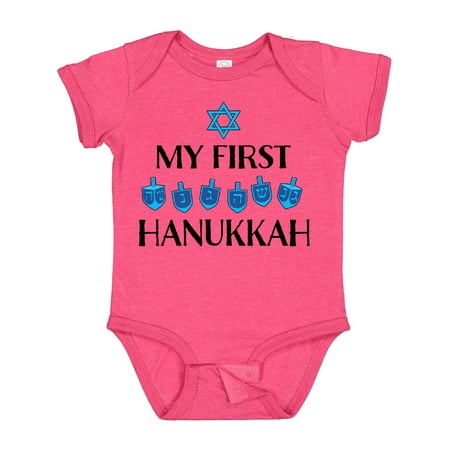 

Inktastic My 1st Hanukkah Dreidels in Blue with Star of David Boys or Girls Baby Bodysuit