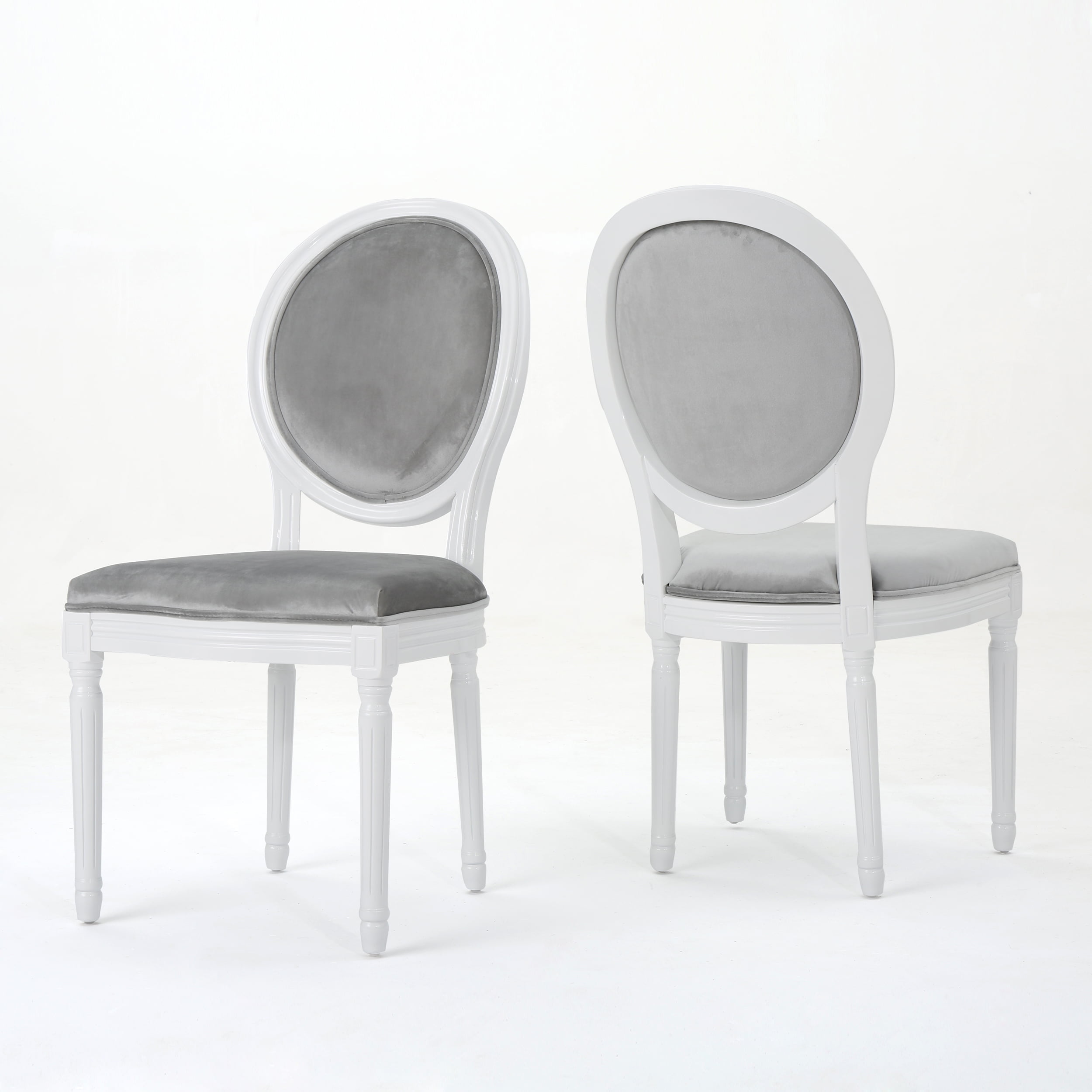 Phinnaeus Contemporary Velvet Dining Chairs (Set of 2), Light Gray and