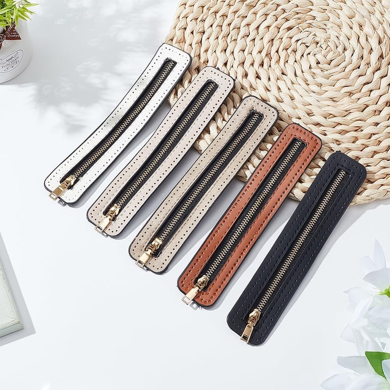4pcs 4 colors Zinc Alloy Zipper with PU Leather Frame for Crochet