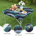 thumbnail image 4 of Blue Green Gold Marble Pattern Square Fitted Tablecloth with Elastic Edge,Square Table Cover,Washable Elastic Table Cover for Home Kitchen Party Decor 34"x34", 4 of 6