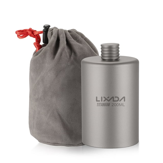 Lixada Lixada Flacon à Vin en Titane Léger, Capacité de 200ml, Résistant à la Corrosion, Idéal pour le Camping, la Randonnée et les Aventures en Plein Air, Design Compact et Durable