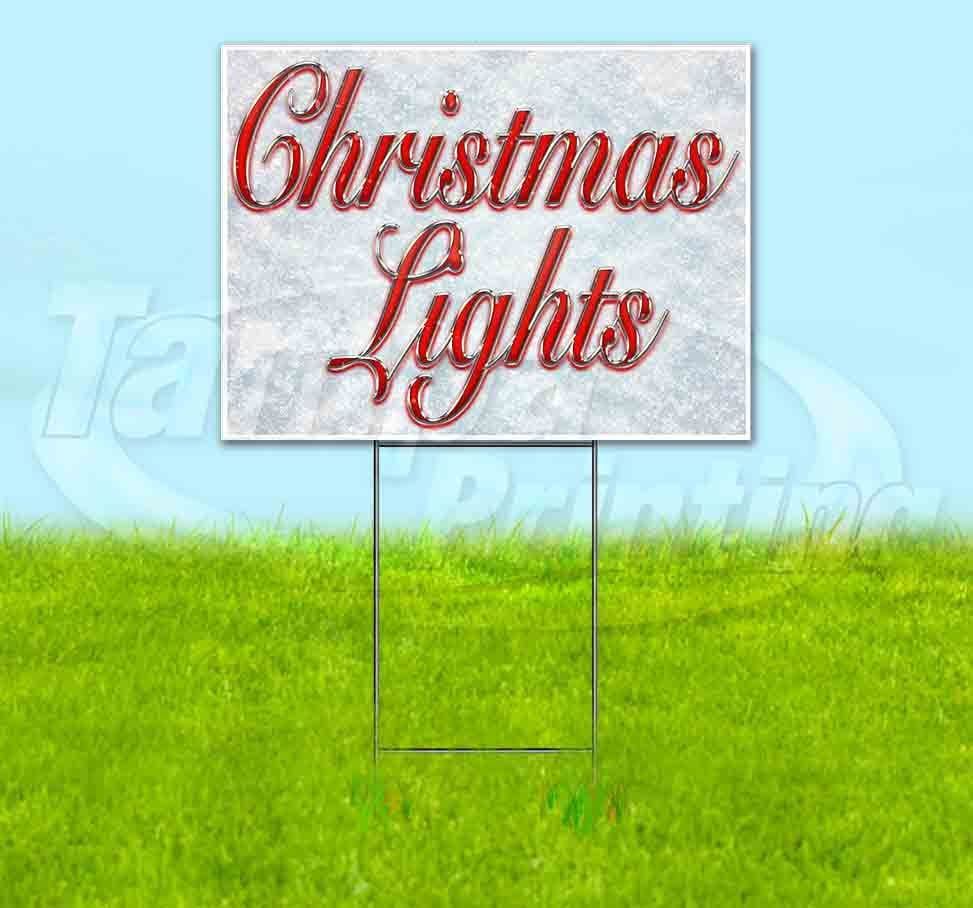 Christmas Lights (18" x 24") Yard Sign, Includes Metal Step Stake