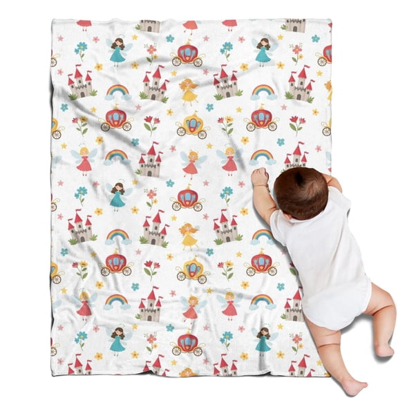Fairy Princess Castle Pattern Blanket,Comfortable Soft Flannel Throw Blanket,All Season,Warm Lightweight Blankets for Sofa Bed Couch Living Room Chair,30"x40"