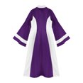 thumbnail image 6 of Zaldita Women's Elegant Church Robe Color Block Flare Sleeve Pastor Dresses Church Minister Elegant Robe Purple S, 6 of 7