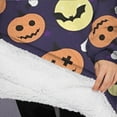 thumbnail image 3 of Oversized Wearable Blanket Hoodie,Halloween Ghost & Pumpkin Pattern Sherpa Blanket Hoodie with Super Pockets,Super Warm Fuzzy Pullover for Women & Men, 3 of 6