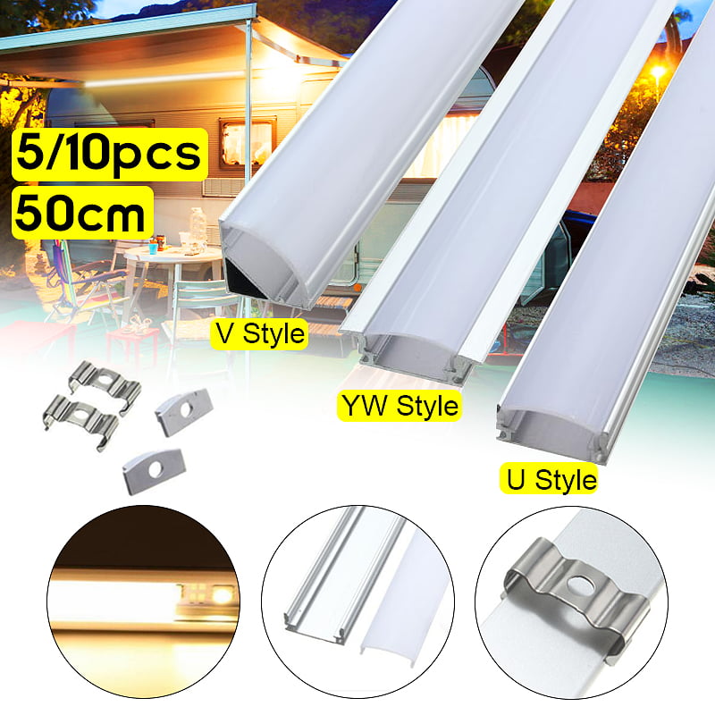 10X 50cm U/V/YW Aluminium Housing Holder For LED Strip Light Under Cabinet Lamp 