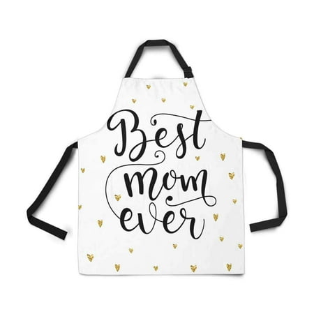 

ASHLEIGH Adjustable Bib Apron for Women Men Girls Chef with Pockets Best Mom Ever Mothers Day Hearts Kitchen Apron for Cooking Baking Cleaning