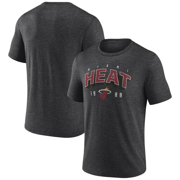 Men's Charcoal Miami Heat Backboard Tri-Blend T-Shirt