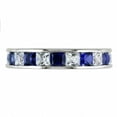 thumbnail image 2 of Silver & Stone Jewels 2Ct Princess Blue CZ Eternity Wedding Band 14K White Gold Plated, 2 of 5