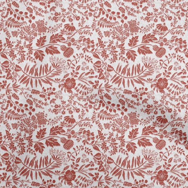 oneOone Tissu Viscose Georgette Rouge Silhouette Florale Matériel de Robe Tissu Imprimé Tissu au Mètre 42 Pouces de Large