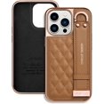 thumbnail image 2 of Case for iPhone 14 Pro Max, Premium PU Leather Phone Case with Kickstand, Luxury Gold Plating Edge Hand Finger Strap Cute Holder Gift for Women Girls Soft Thin Protective Cover,6.7 inch-Brown, 2 of 8
