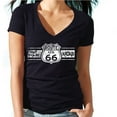 thumbnail image 2 of Lady Route Us 66 Get Your Kick Printed V-neck Tshirt Graphic Vneck T-Shirt Short Sleeve Vneck T-Shirt Soft and Comfy Shirt, Lightweight Shirt Womens Black Tee Small, 2 of 3