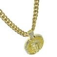 thumbnail image 6 of 14k Gold Plated Big Hip Hop Jesus Face Medal Pendant Cubic Zirconia & 10mm 30" Cuban Link Chain, 6 of 7