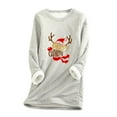 thumbnail image 1 of Hauts à Col Haut pour Femmes Automne et Hiver Mode Décontractée Tempérament Peluche Chaude sous-Couche Imprimé de Noël Chandail Manches Longues Col Rond Long Chandails de Noël pour Femmes, 1 of 5