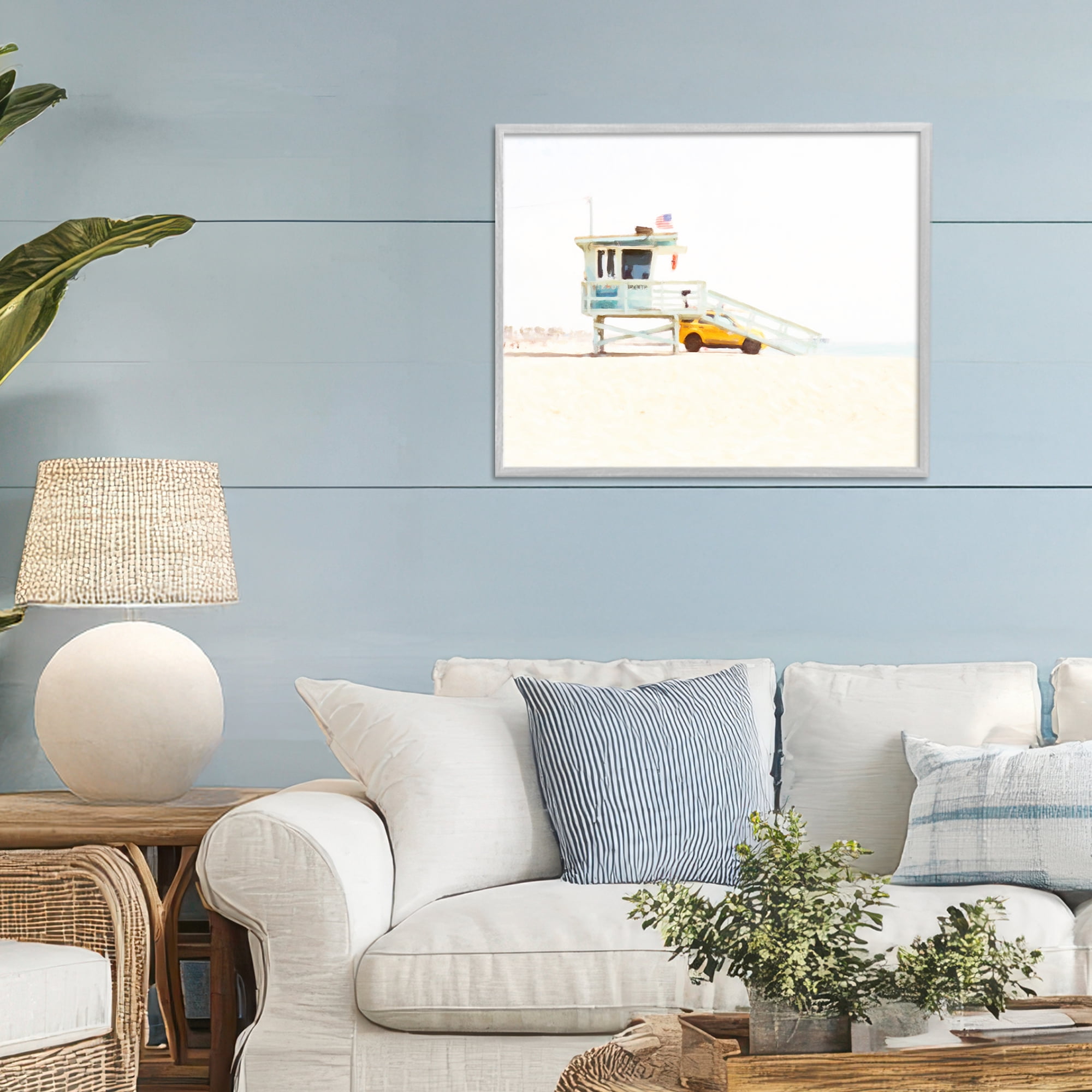 Stupell Industries Soft Light Lifeguard Station Gray Framed Giclee Art, design by Kim Curinga