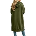 thumbnail image 4 of QIYAGBSA Hoodies for Women Long Zip Up Hooded Sweatshirt Side Slits with Pockets Casual Fall (Army Green, 2XL), 4 of 6