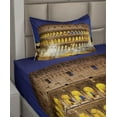 thumbnail image 2 of Ambesonne European Fitted & Top Sheet Set with Sham, Historical Colosseum, Royal Blue Yellow Brown, 2 of 4