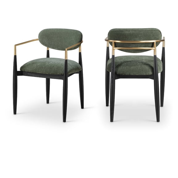 Meridian Furniture Riccio Olive Performance Fabric Upholstered Dining Arm Chair, Set of 2