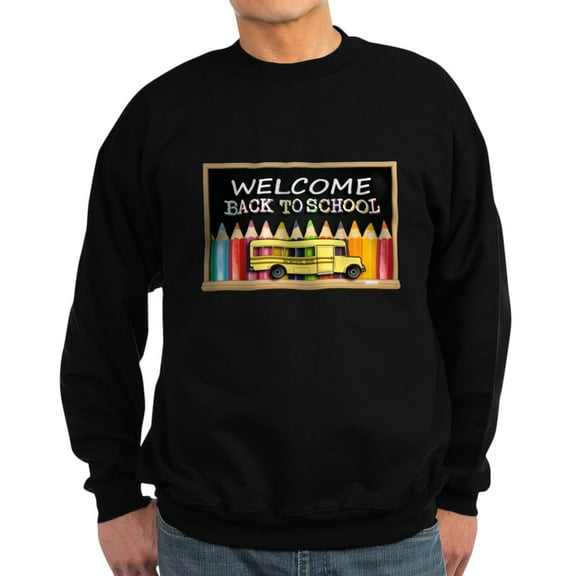 CafePress - WELCOME BACK TO SCHOOL BUS Sweatshirt (Dark) - Classic Crew Neck Sweatshirt