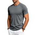 thumbnail image 4 of Mens Athletic Quick Dry T Shirt Short Sleeve Breathable Gym Workout Tee Top for Exercise Training Running Sports Active Wear Dark Gray XL, 4 of 7