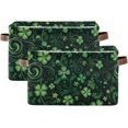 thumbnail image 2 of St. Patrick's Day Shamrock Storage Basket with Handles Collapsible Storage Bins Canvas Fabric Storage Organizer for Shelves Closet Bedroom Living Room 1Pack Decor Gifts, 2 of 7