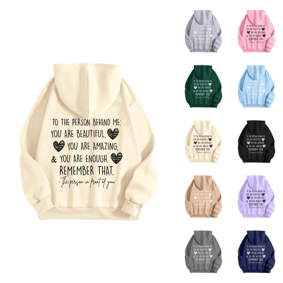 Dear Person Behind Me Hoodies for Women 2026 Trendy Long Sleeve Inspirational Graphic Sweatshirt with Pockets Pullover Top