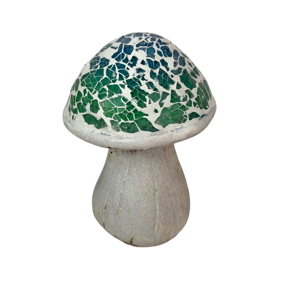 Things2Die4 Outdoor Statue Mosaic Mushroom Figurine, Cement Garden Accent, 5 inches Tall