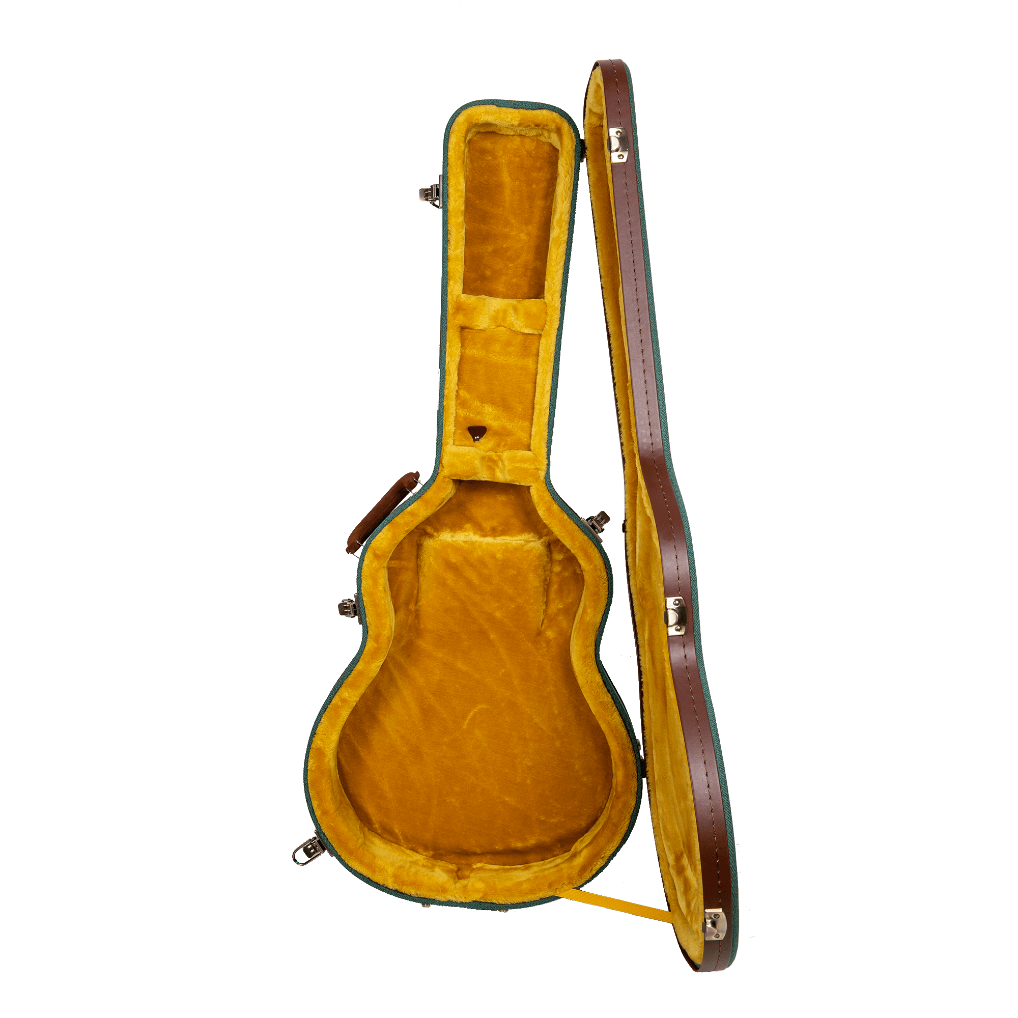 Crossrock Master Series-Wooden 335 Style 6-string Semi-Hollow Electric Guitar Case-Security Lock, Genuine Leather Handle, Reinforced Hardware, Storage Space-Malachite Blue Tweed