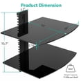 thumbnail image 3 of Estantes Flotantes de Pared para TV, Soporta Hasta 8KG, Estante para TV con Cristales Templados Reforzados para Reproductores de DVD Cajas de Cables Consolas de Juegos, 2 Estantes, Negro, 3 of 9
