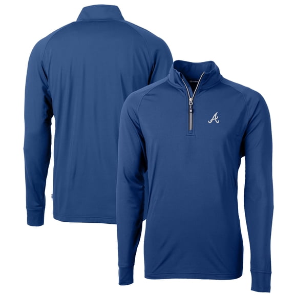Men's Cutter & Buck Blue Atlanta Braves Big & Tall Adapt Eco Knit Stretch Recycled Quarter-Zip Pullover Top