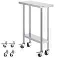 thumbnail image 1 of Table de Travail en Acier Inoxydable 30 x 12 x 38 Pouces, avec 4 Roues, 3 Niveaux de Hauteur Réglables, Table de Préparation Alimentaire Robuste pour Cuisine Commerciale Restaurant, Argent, 1 of 5