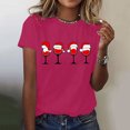 thumbnail image 1 of Camisetas con estampado navideño para mujer, camisetas con estampado divertido de copa de vino y sombrero rojo, Tops de manga corta con cuello redondo, ropa de verano, 2024, 1 of 5