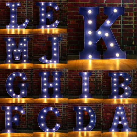 Metal Lighted Letters Metal Marquee Letter Metal Lights LED Vintage Circus Style A - M Alphabet Light Up Sign Decoration 11.8