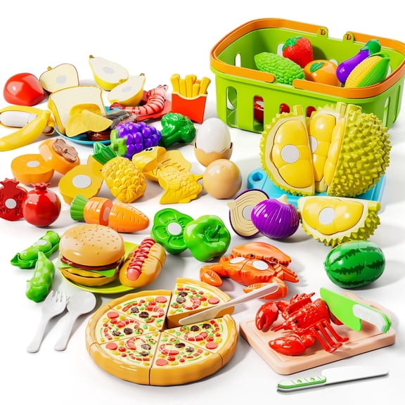 Lucky Doug Play Food Toys for Kids Ages 3-6, Kids Pretend Play Toy, Educational Learning Toys, Play Kitchen Accessories